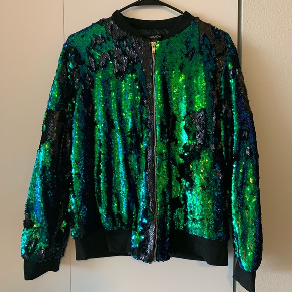 Jackets & Coats | Mermaid Shimmer Iridescent Sequin Bomber Jacket | Poshmark